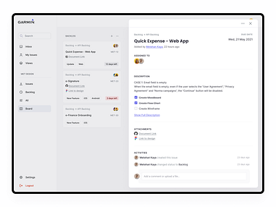 Project Management Tool - Task Detail board dashboard kanban minimal project management scrum sprint task task management todo ui ux