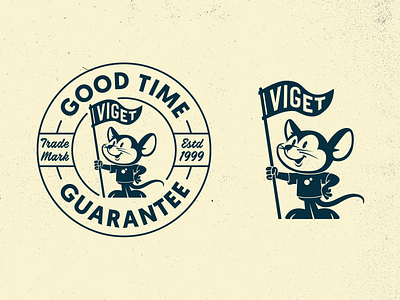 GTG (Good Time Guarantee) character design flag flat grainy grit illustration mascot mouse rat texture viget