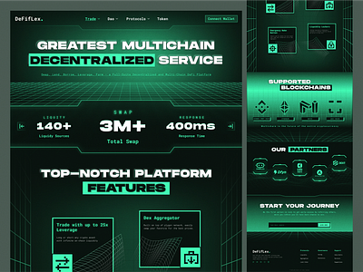 DefiFlex-Multichain Defi Website 80s blockchain crypto crypto art dark ui defi dribble best shot figma landing page product design retro retro ui retrowave texture token trend 2022 ui design ui trend vintage web design