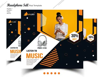 Headphone social media post | Instagram post design advertising banner branding electronics post facebook banner head phone sale post headphone media post headphone post headphones sele instagram post media offer post promotion sele banner social media design social media network social media pack social media template template