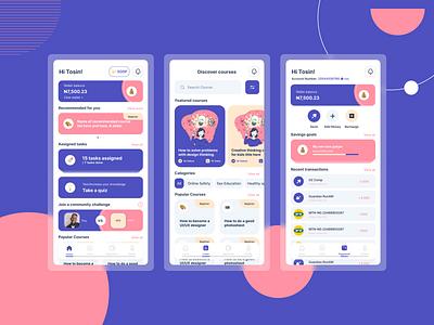 Children learning and banking app children design ui ui design uidesign user interface