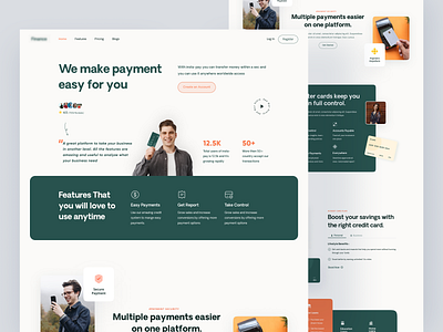 Fin-tech Landing Page banking app card landing page card website digital bank fin tech finacne finance app finance website fintech fintech app fintech landing page fintech website landing landing page online banking product design saas website ui web webdesign