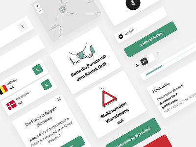 UnfallAssistent UI components car accident app components design digital design first aid first aid app first aid design interface screendesign simple elements small illustrations study project ui ui components ui ux uidesign uidesigner ux ui voice assistent