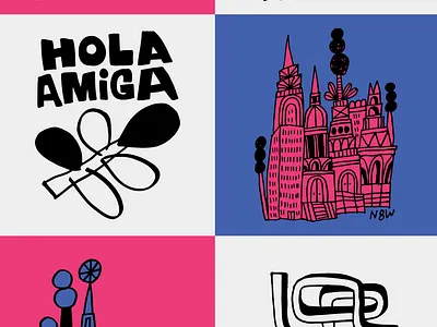 Buenos Aires Pink and Blue by Nate Williams art illustration nate williams