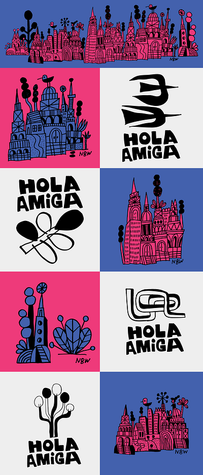 Buenos Aires Pink and Blue by Nate Williams art illustration nate williams