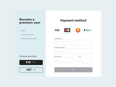 Payment Plan Page blockchain design inspiration ui