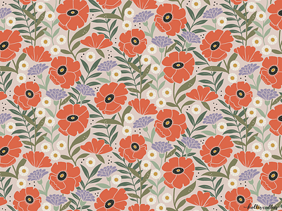 Poppy Paradise artwork design flowers graphic design illustration illustration digital licensing nature pattern pattern design procreate app surface design textile design