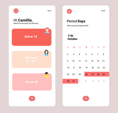Period Tracking App ui ux