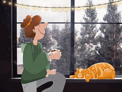 Winter Day illustration catillustration charachterdesign illustration