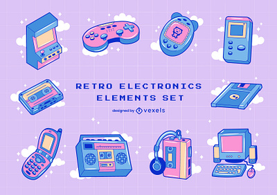 Vaporwave electronics for VEXELS.COM art design draw graphic design illustration