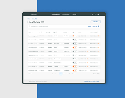 Creditas | Internal Service creditas design desktop digital design fintech graphic design internal service marilia reis search system table task management ui ux