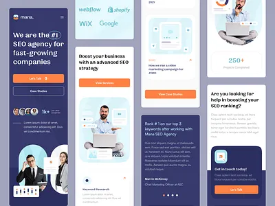 Mana - SEO Agency Landing Page Mobile Responsive clean landing page mobile mobile responsive mobile web responsive seo seo agency ui uidesign uidesigner uiux uiux design uiuxdesign userinterface web design