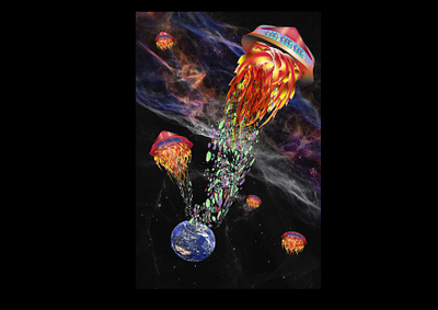 Conspiracy Theory alien covid 19 editorial illustration outer space pandemic ufos vector