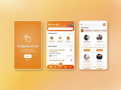 Projects.co.id UI Mobile Design app design freelance app job app mobile app ui ux