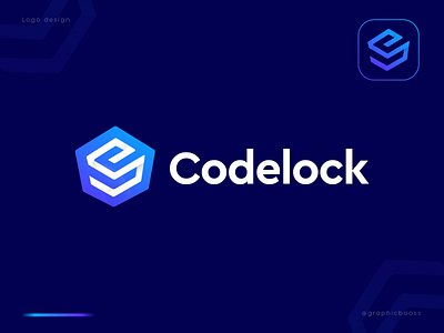 CodeLock Logo Concept - Security privacy Company abstract logo app icon blockchain brackets branding code crypto cyber security develop devlopment fintech fullstack lettermark logo logo design logo designer protection software tech logo tech technology