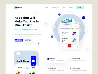 Shoe App landing page homepage landing landing page web web design web page website website design