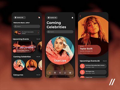 Event App animation app celebrities celebrity design event event app hosting management mobile mobile app mvp online organizing party purrweb react native startup ui ux
