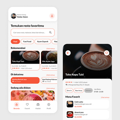 Find a restaurant app app branding ui ux