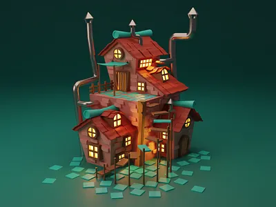 Red palace 3d art 3d design 3d illustration 3dart 3dillustration castle house illustration old palace