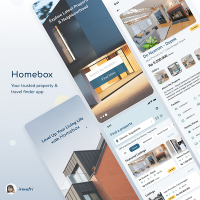 Homebox - Property & Travel Finder App challenge mobile app property travel uidesign