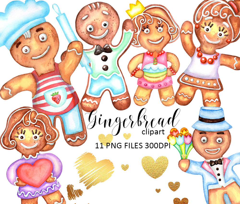 Example of Gingerbread Watercolor Clipart