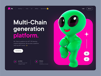 NFT platform - Landing Page 3d illustration app clean clean website dark theme dashboard design figma illustration navigation nft psd saas sketch typography ui uiux ux