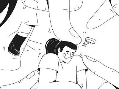 Moral pressure around black and white bullying character design illustration ink lineart moral pressure noise pressure psychology stress suppression texture vector violence