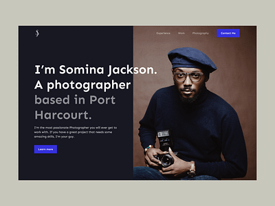 Hero Section Portfolio Website For a Professional Photographer ui