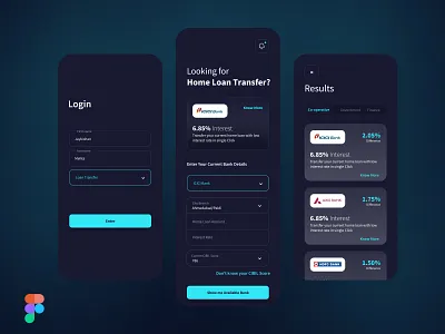 Home Loan Transfer - Mobile App banking sector color psychology dark theme design system home loan interface design loan transfer mobile ui design mobile ux design mockup design