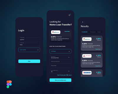 Home Loan Transfer - Mobile App banking sector color psychology dark theme design system home loan interface design loan transfer mobile ui design mobile ux design mockup design