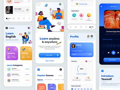 Learn English Online application audiolesson easy education english learn learnenglish lessons ui ux videolesson