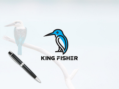 King Fisher animal design flat icon kingfisher kingfisher logo line art logo logo design minimalist logo vector art