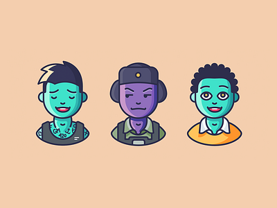 Unusual skin tones character emoji icon icons illustration nft outline