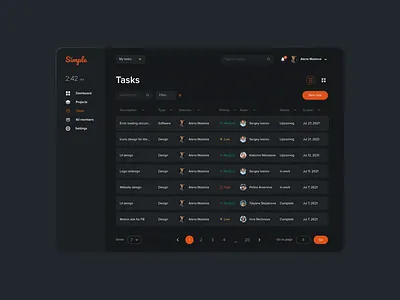 Simple | CRM system animation app black crm dashboard interface kanban orange service simbirsoft ui ux