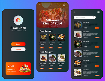 Food mobile app app design graphic design ui