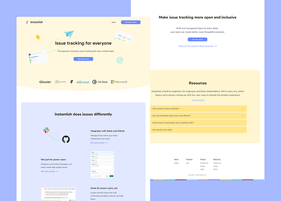 Instantish (now Fabric) landing page ⚡️📨 branding design landing page landing page design landing ui logo saas slack app startup ui ux web webdesign website design website ui