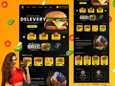 BurgerLand Restaurant Landing Page app design daily inspiration food food delivery food delivery website graphic design landi landing page mobile design online store responsive responsive web design restaurant restaurant web design ui ui design ui designer uiux design web design web designer