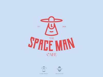 The Space Man Cafe Logo brand identity branding café logo design flying saucer head logo logo