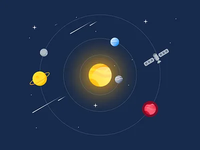 New visual for 1Ci Applications 1ci cosmos flat illustration line minimal planet star universe vector