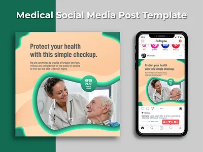 Medical health Care social media Post Template | Instagram post. ads banner banner ads branding care design google ads health instagram post logo marketing media medical posts set shot social social media social media banner ui