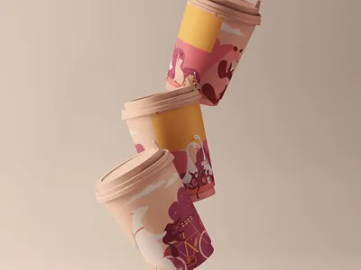 ClatEATarie coffee cups adobe character design illustration illustrator pink vector