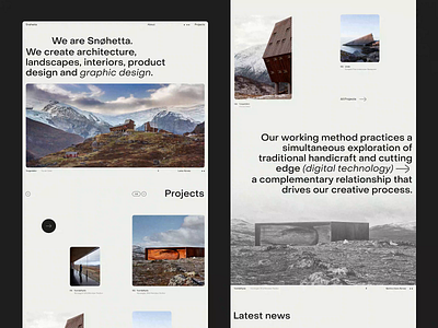 Snøhetta® architecture clean design flat landing layout page ui ux