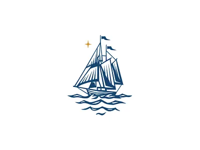 boat logo design adventure boat branding classic for sale illustration logo mark negative space ocean sailboat sailing sailor see ship vector