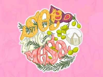 Cheese and fruit board a restaurant branding font food illustration handwriting lettering logo for brand logotype typeface typography vector