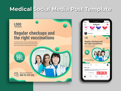 Medical health care social media Post Template | Instagram post. ad banner ads banner banner ad branding care design facebook google ad health instagram post linkendin logo marketing medical shot social social media square flyer ui