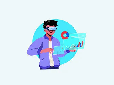 VR Analyzing Data analyzing animation ar assets augmented reality database future futuristic graphic hologram illustration lottie meta metaverse microstock motion graphics vector virtual reality vr