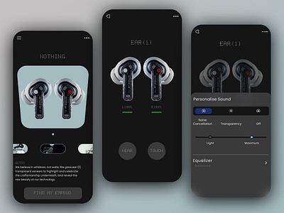Nothing earbuds User interface 3d adobe photoshop animation app bechance branding character design dailyuichallenge design graphic design illustration instagram logo mobile app motion graphics photoshop ui user interface web xd