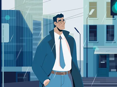 Realtor 2d ai art background character city design flat illustration men psd texture town vector