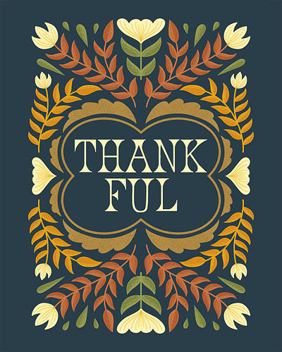 Thankful autumn fall floral flowers grateful handlettering illustration leaves lettering thank you thanksgiving type typography