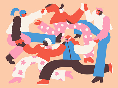 Dance character colourful dance design flat illustration together